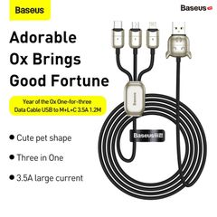 Cáp sạc đa năng bản đặc biệt Baseus Year of the Ox One-for-three Data Cable USB For M+L+C (3.5A, 1.2m)