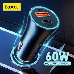 Tẩu Sạc Ô Tô Baseus Golden Contactor Max Dual Fast Charger Car Charger 60W