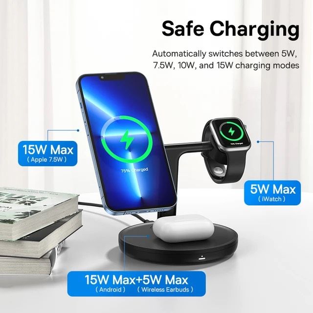 Đế Sạc Không Dây Từ Tính Thông Minh Baseus Swan 3-in-1 Wireless Magnetic Charging Bracket 20W Universal version(IPhone + Apple Watch + Airpods)