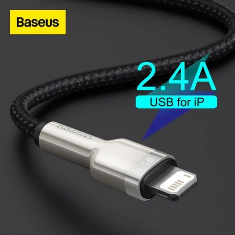 Cáp sạc nhanh, siêu bền Baseus Cafule Metal Series Lightning dùng cho iPhone/iPad (2.4A, USB A to Lightning Fast charge Cable)