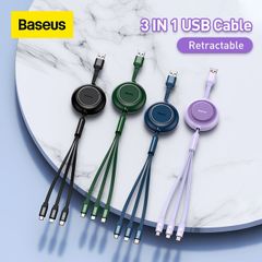 Cáp Sạc Dây Rút Công Suất 100W Baseus Bright Mirror 3 in 1 Series 2 (USB to Type C/Lightning/Micro USB Retractable Data Cable)