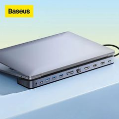 Hub Mở Rộng Đa Năng Baseus EliteJoy Gen2 11 12-Port Type-C HUB Adapter Cho Laptop Macbook iPad Pro (Type-C to HDMI/VGA/USB 3.0/Card Reader/RJ-45/AUX 3.5mm)