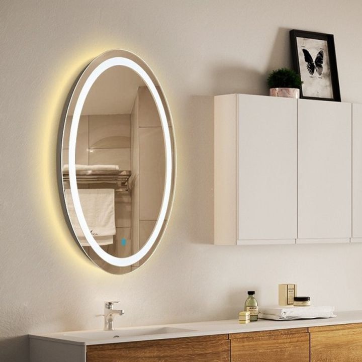 Gương oval 550x750mm dầy 4mm Việt Nhật treo tường nhà tắm cao cấp