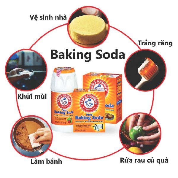  Combo 2 chai : Muối Nổi Rửa Rau Quả Arm&Hammer Baking Soda Tinh Khiết 340g 