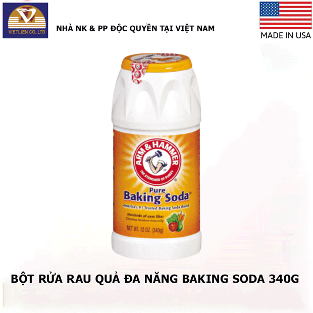  COMBO BỘT RỬA RAU QUẢ ĐA NĂNG BAKING SODA 340G + BỘT KHỬ MÙI BAKING SODA 340G + BỘT KHỬ MÙI TỦ LẠNH BAKING SODA 396G 