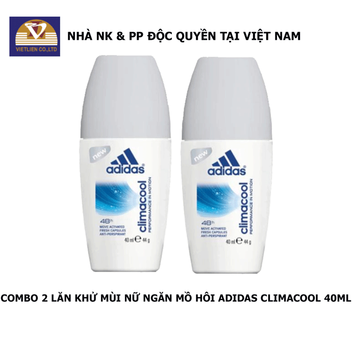 COMBO 2 Lăn Khử Mùi Nữ Ngăn Mồ Hôi Adidas Climacool 40ml