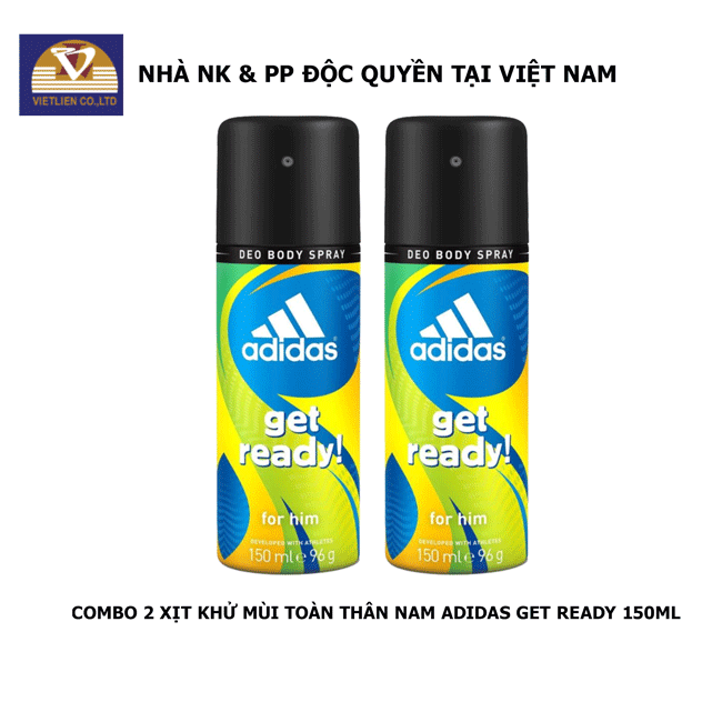 COMBO 2 Xịt Khử Mùi Toàn Thân Nam Adidas Get Ready 150ml