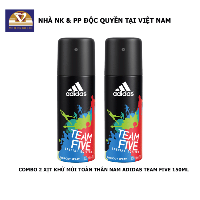 COMBO 2 Xịt Khử Mùi Toàn Thân Nam Adidas Team Five 150ml