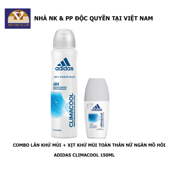  COMBO Lăn khử mùi + Xịt Khử Mùi Toàn Thân Nữ Adidas Climacool 