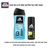  COMBO Xịt Khử Mùi Toàn Thân Nam Adidas Pure Game 150ml + Sữa Tắm Gội Toàn Thân Nam Adidas Ice Dive 250ml 