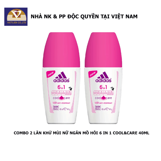 COMBO 2 Lăn Khử Mùi Nữ Ngăn Mồ Hôi Adidas 6 in 1 - 40ml