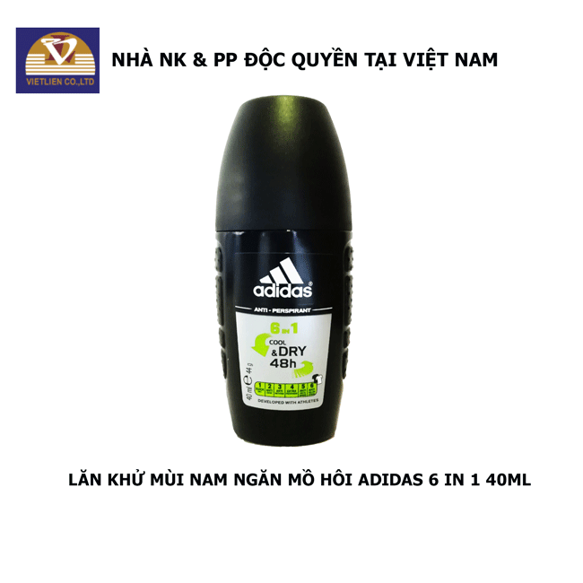 COMBO Lăn Khử Mùi Nam Ngăn Mồ Hôi Adidas 6 in 1 40ml + Sữa Tắm Gội Toàn Thân Nam Adidas Ice Dive 250ml