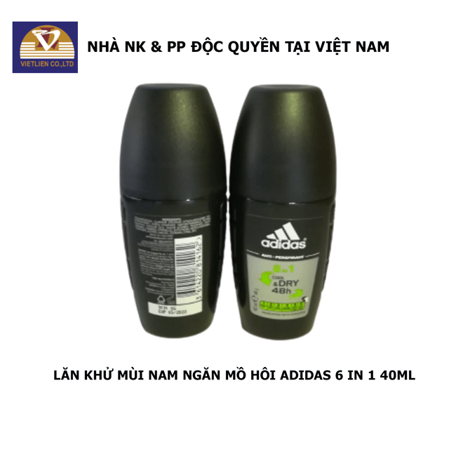  COMBO 2 Lăn Khử Mùi Nam Ngăn Mồ Hôi Adidas 6 in 1 40ml 