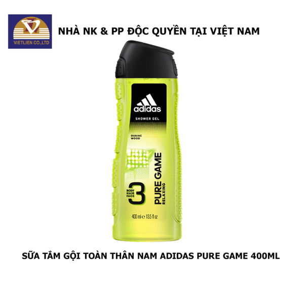  COMBO Xịt Khử mùi Nam + Sữa Tắm Gội Toàn Thân Nam Adidas Pure Game 400ml 