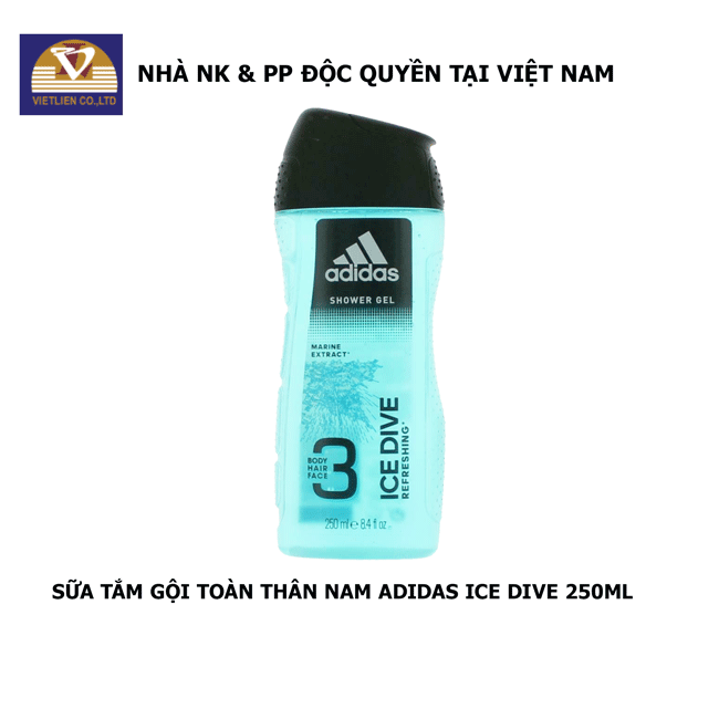  COMBO Xịt Khử Mùi Toàn Thân Nam Adidas Pure Game 150ml + Sữa Tắm Gội Toàn Thân Nam Adidas Ice Dive 250ml 