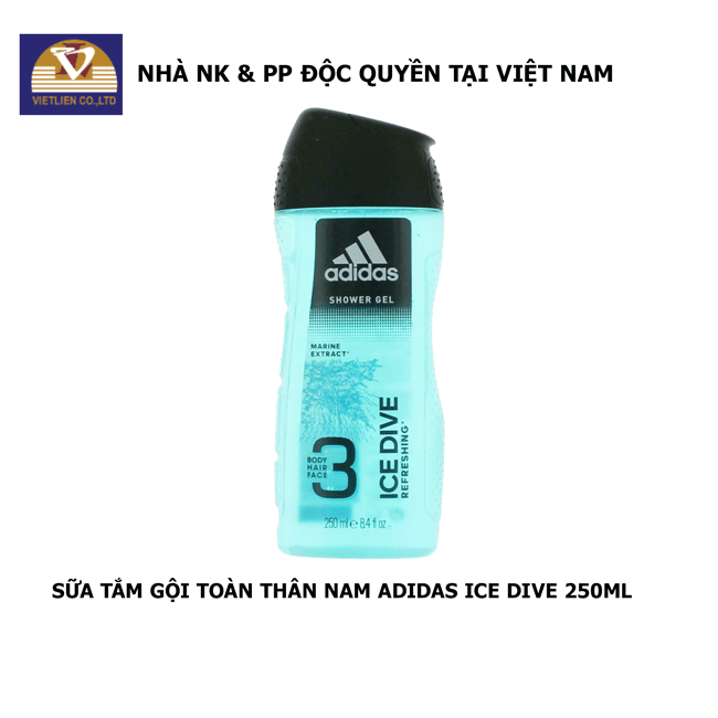 COMBO Lăn Khử Mùi Nam Adidas Dynamic Pulse 40ml + Sữa Tắm Gội Toàn Thân Nam Adidas Ice Dive 250ml