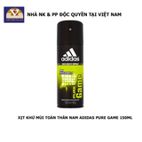  COMBO Xịt Khử mùi Nam + Sữa Tắm Gội Toàn Thân Nam Adidas Pure Game 400ml 