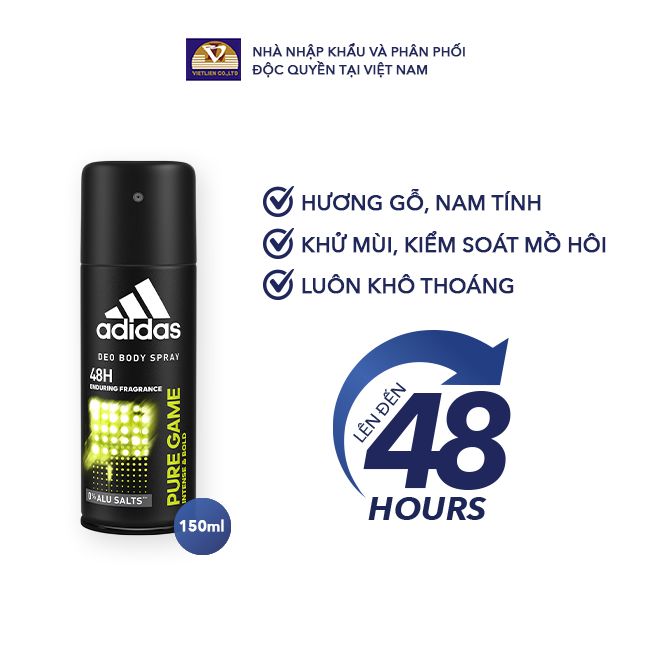  COMBO 2 Xịt Khử Mùi Toàn Thân Nam Adidas Pure Game 150ml 