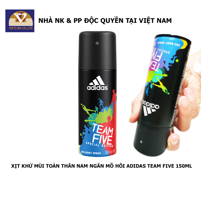 COMBO 2 Xịt Khử Mùi Toàn Thân Nam Adidas Team Five 150ml