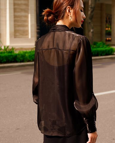 Áo sơ mi organza áo lụa cao cấp áo xuyên thấu kiểu đẹp sang trọng the little black dress | Thời trang thiết kế Hity