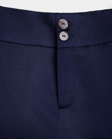 Quần lụa ống suông quần tây nữ ống đứng lưng cao xanh hoàng gia cobalt midnight | Thời trang thiết kế Hity