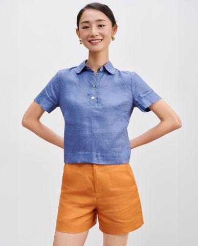 Quần shorts linen vải lanh cam đất quần ngắn nữ thời trang du lịch | Thời trang thiết kế Hity