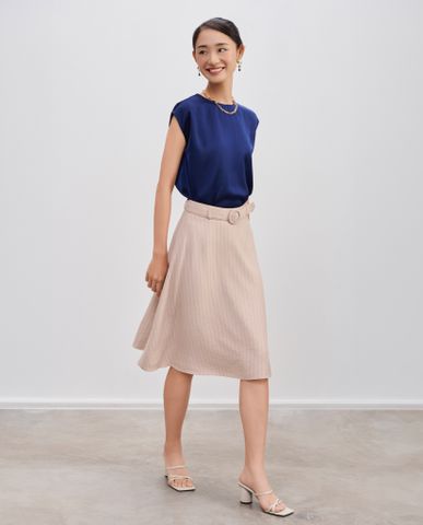 Áo suông lụa cổ tròn tay liền xanh hoàng gia cobalt áo kiểu cao cấp | Thời trang thiết kế Hity