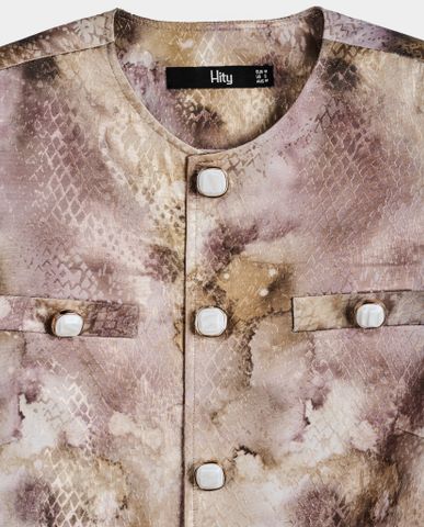 Áo khoác jacket màu loang da rắn áo khoác blazer không cổ | Thời trang thiết kế nguyên bản Hity