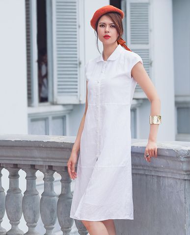 Đầm suông đầm linen đầm trắng đầm vintage đầm kiểu cao cấp đầm công sở sang trọng | Thời trang thiết kế Hity