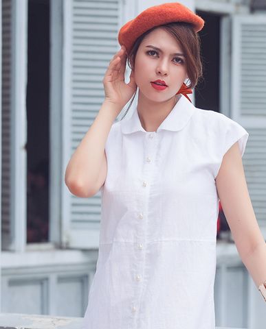 Đầm suông đầm linen đầm trắng đầm vintage đầm kiểu cao cấp đầm công sở sang trọng | Thời trang thiết kế Hity