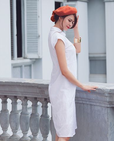 Đầm suông đầm linen đầm trắng đầm vintage đầm kiểu cao cấp đầm công sở sang trọng | Thời trang thiết kế Hity