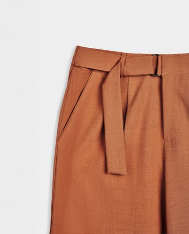 Quần tây nữ ống rộng cotton màu cam đất quần công sở cao cấp | Thời trang thiết kế Hity