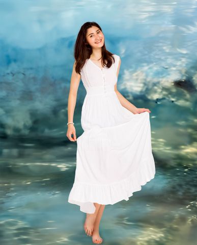 Đầm maxi trắng du lịch resorts thời trang Hity DRE066