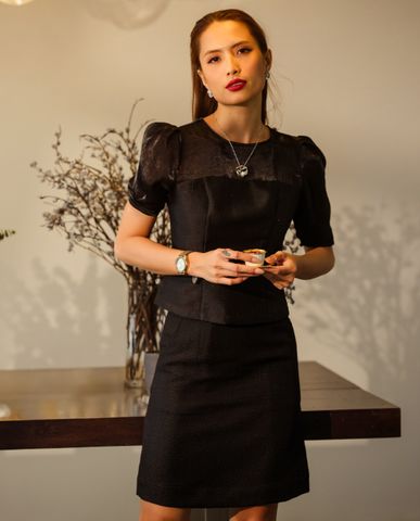 Chân váy ngắn mini tweed đen mẫu váy ôm đi tiệc phong cách sang chảnh | Thời trang thiết kế Hity