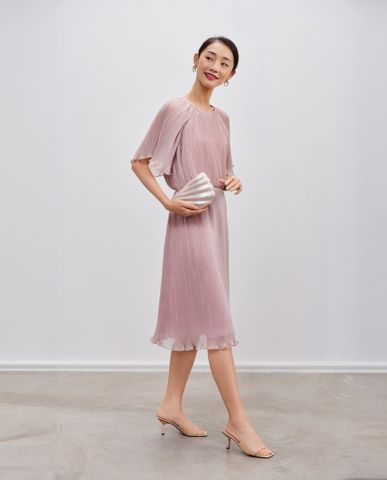 Đầm dập ly đầm rũ hồng pastel thiết kế đầm nhẹ nhàng thanh lịch | Thời trang thiết kế nguyên bản Hity
