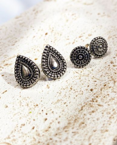 Bông tai vintage khuyên tai nụ hoa tai bạc Thái đen trang sức đẹp phụ kiện thời trang cao cấp | Thời trang thiết kế Hity