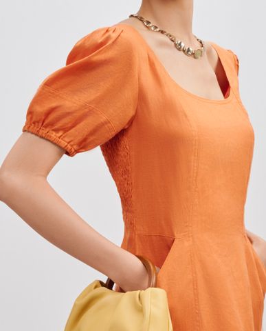 Đầm ôm linen vải lanh cam mơ nghiền đầm kiểu trẻ trung | Thời trang thiết kế Hity