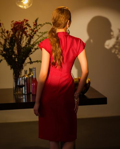 Đầm ôm đi tiệc đầm tweed đỏ sang trọng đầm thiết kế cao cấp | Thời trang thiết kế Hity