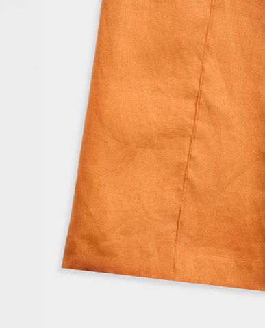 Quần ống suông quần tây nữ lưng thun linen vải lanh cam | Thời trang thiết kế Hity