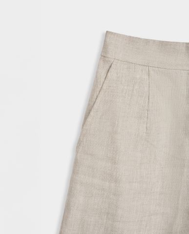 Quần ống loe quần tây nữ lưng thun linen vải lanh xám muối tiêu | Thời trang thiết kế Hity