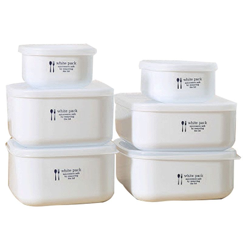 Combo 6 hộp nhựa đựng thực phẩm White Pack Nhật Bản