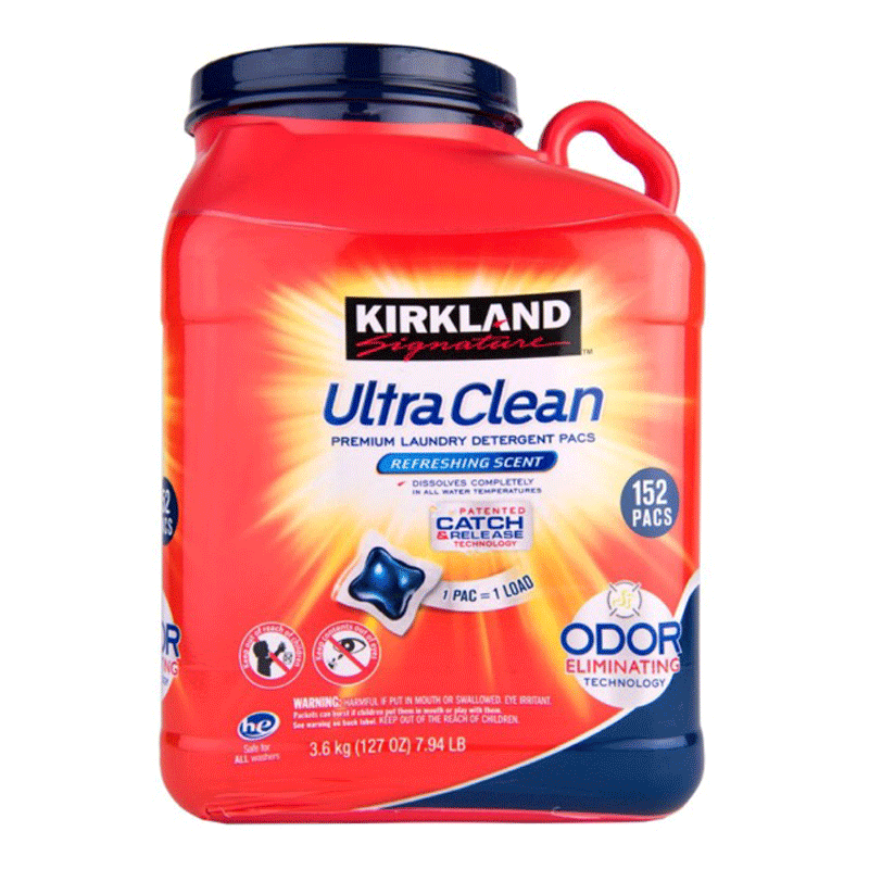 Viên Giặt Quần Áo Kháng Khuẩn Kirkland Signature Ultra Clean 152 Viên