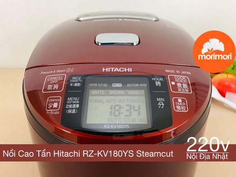 Nồi cơm điện cao tần Hitachi RZ-KV180YS 1.8L nấu Steamcut