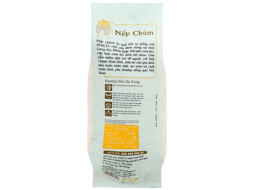  Gạo Nếp Chùm Vinh Hiển - Túi 1Kg 