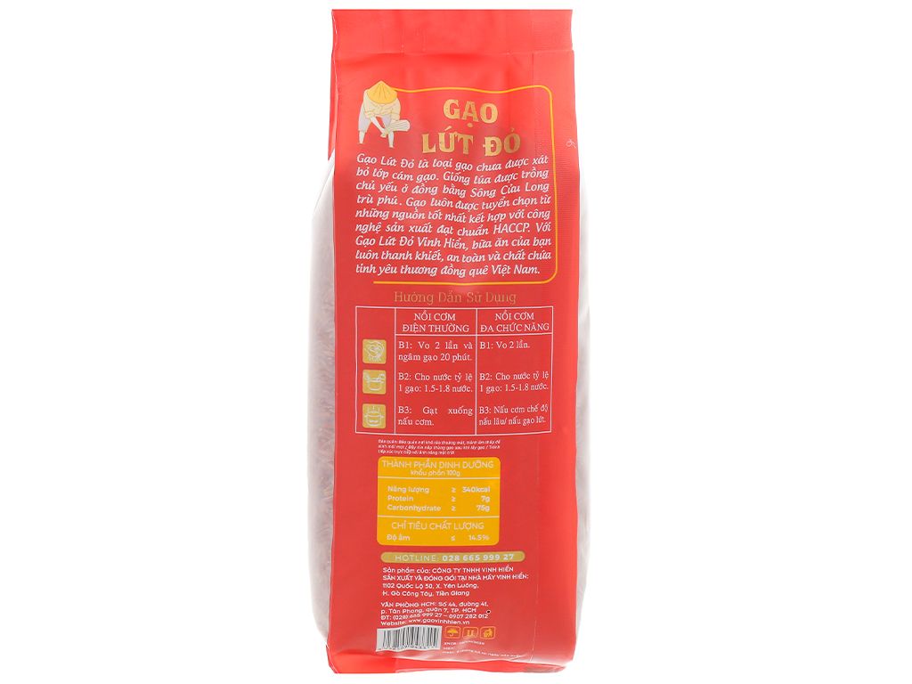 Gạo Lứt Đỏ Vinh Hiển - Túi 1Kg