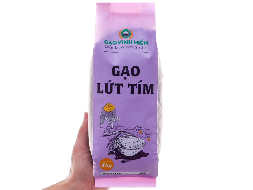  Gạo Lứt Tím đóng túi 1KG Vinh Hiển - Đạt chuẩn HACCP - Ngọt cơm, dinh dưỡng 