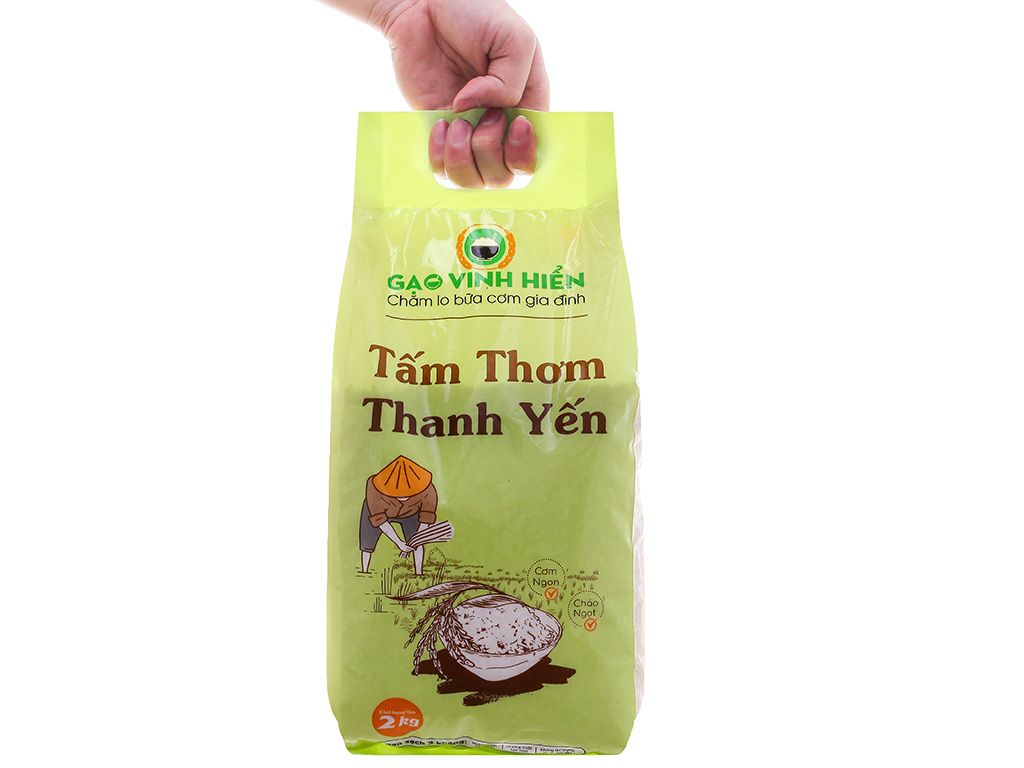 Tấm Thơm Thanh Yến túi 2kg Vinh Hiển - Gạo ngon 3 Không - Ngọt cơm, Ngọt cháo