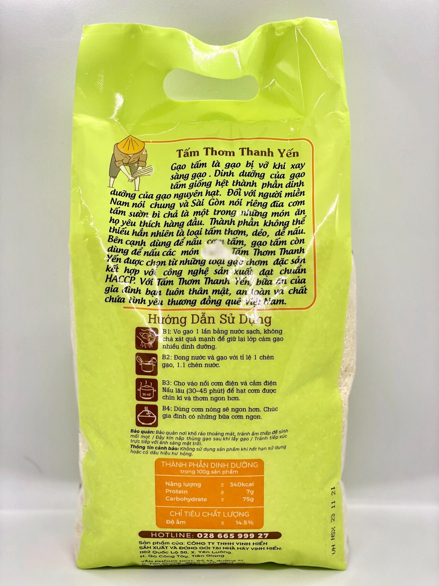 Tấm Thơm Thanh Yến túi 2kg Vinh Hiển - Gạo ngon 3 Không - Ngọt cơm, Ngọt cháo