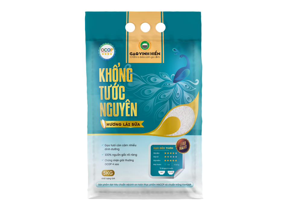 Gạo Sữa Khổng Tước Nguyên Túi 5kg