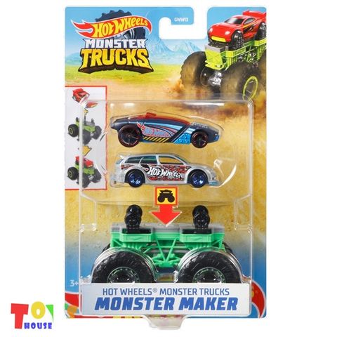 Bộ Xe Hot Wheels Monster Truck Maker Xanh Lá 1 